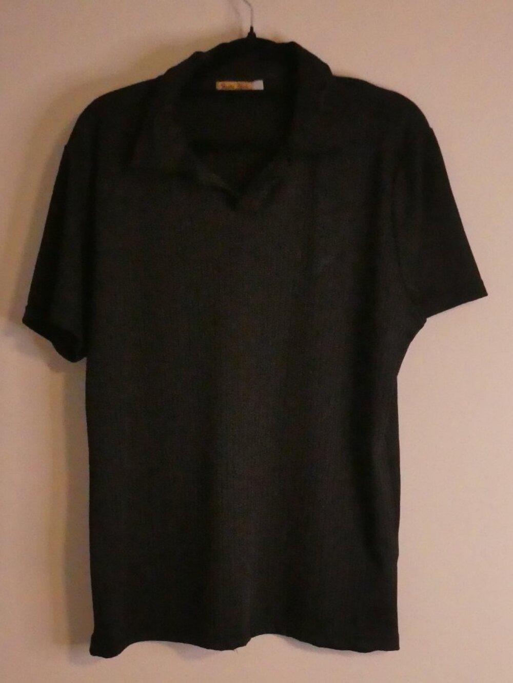 SPETS MAN Black Ribbed Knit Collared Polo Shirt - P2P 20.5" measured